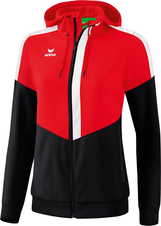 Erima Squad Tracktop Jack Met Capuchon Dames Rood-Zwart-Wit Maat 36