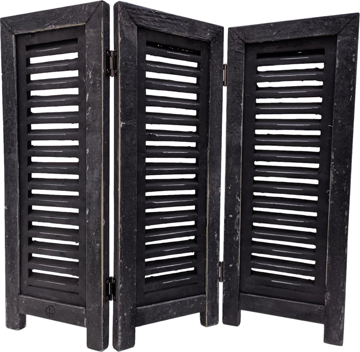 Raamscherm hout 52 cm - landelijke shutter als raam scherm zwart | Inspiring Minds - Inspiring Minds