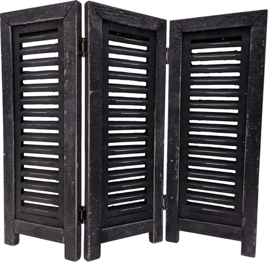 Raamscherm hout 52 cm - landelijke shutter als raam scherm zwart | Inspiring Minds