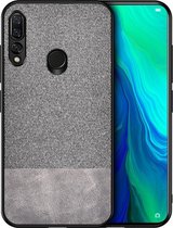 Shockproof Splicing PU + stoffen beschermhoes voor Huawei Y9 (2019) (grijs)