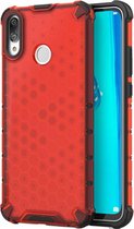 Honeycomb Shockproof PC + TPU Case voor Huawei Y9 (2019) (Rood)