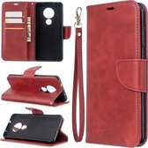 Voor Nokia 6.2 / 7.2 lamsvel textuur pure kleur horizontale flip pu lederen case met houder & kaartsleuven & portemonnee & lanyard (rood)