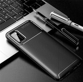 Voor Galaxy A41 Carbon Fiber Texture Shockproof TPU Case (Zwart)