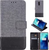 Voor OnePlus 7T Pro MUMXA MX102 Horizontale Flip Canvas Stiksels Leren Case met Houder & Kaartsleuven & Portemonnee (Zwart)