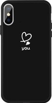 Voor iPhone XS / X Love-heart Letter Pattern Kleurrijk Frosted TPU Phone beschermhoes (zwart)