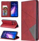 Voor Xiaomi Redmi Note 8 Rhombus Texture Horizontal Flip Magnetische lederen tas met houder en kaartsleuven (rood)