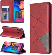 Ruit textuur horizontale flip magnetische lederen tas met houder en kaartsleuven en portemonnee voor Galaxy A20 / A30 (rood)