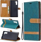 Kleuraanpassing Denim Texture Horizontale Flip Leather Case met houder & kaartsleuven & portemonnee & lanyard voor Galaxy Note10 (groen)