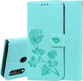 Rose reliÃ«f horizontaal Flip PU lederen tas voor Galaxy A60, met houder & kaartsleuven & portemonnee (groen)
