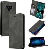 Retro skin feel zakelijke magnetische horizontale flip lederen case voor Galaxy Note 9 (donkergrijs)