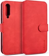 DG.MING Retro Oil Side Horizontal Flip Case voor Xiaomi Mi 9, met houder & kaartsleuven & portemonnee (rood)