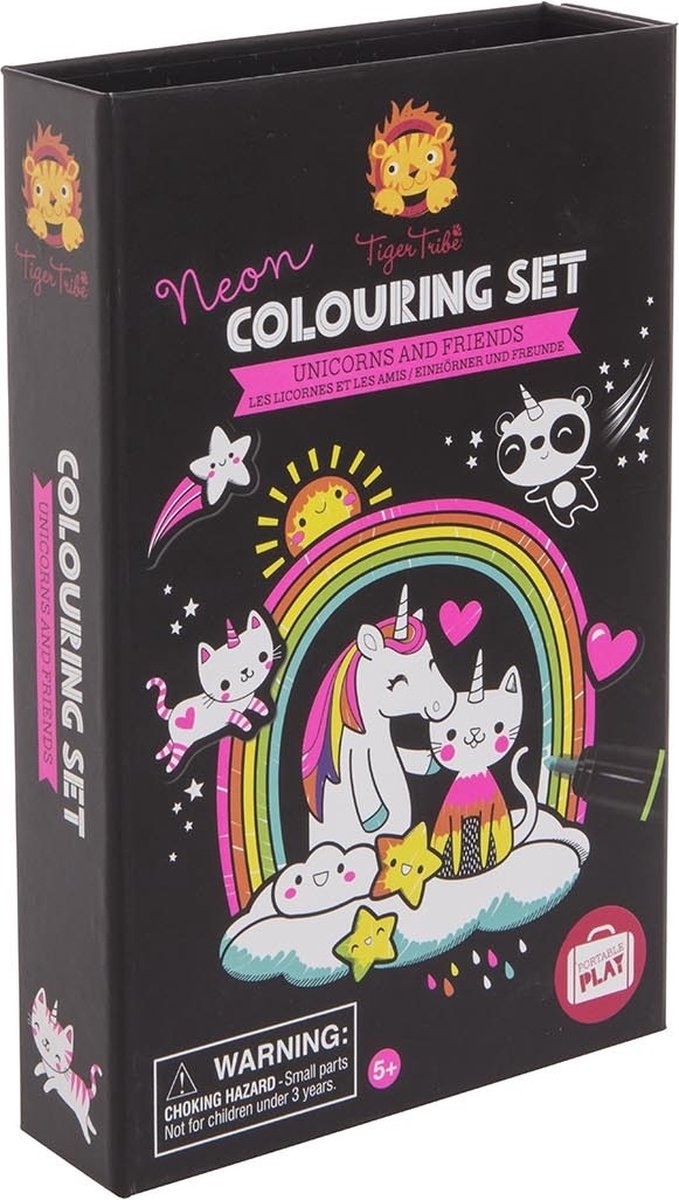 Tiger Tribe Neon Kleurset - Unicorn & Friend - Vanaf 5 jaar - Met opbergbox