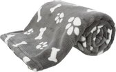 Trixie hondendeken kenny fleece bot / pootjes grijs - 75x50 cm - 1 stuks