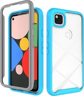 Voor Google Pixel 4a Sterrenhemel Effen kleur Serie Schokbestendige pc + TPU beschermhoes (lichtblauw)