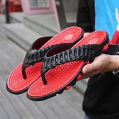 Zachte en comfortabele massagebodem-teenslippers voor heren (kleur: zwart rood maat: 45)