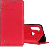 Voor Xiaomi Redmi Note 8T koperen gesp Retro Crazy Horse-textuur Horizontale flip lederen tas met houder en kaartsleuven en portemonnee (rood)