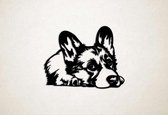 Wanddecoratie - Hond - Corgi 4 - L - 75x96cm - Zwart - muurdecoratie - Line Art