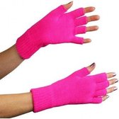 Vingerloze handschoen fluor roze