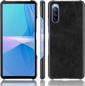 Voor Sony Xperia 10 III Schokbestendige Litchi-textuur PC + PU-hoes (zwart)