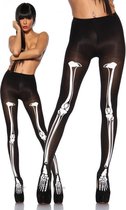 Atixo - Skeleton Kostuum Panty - Zwart/Wit