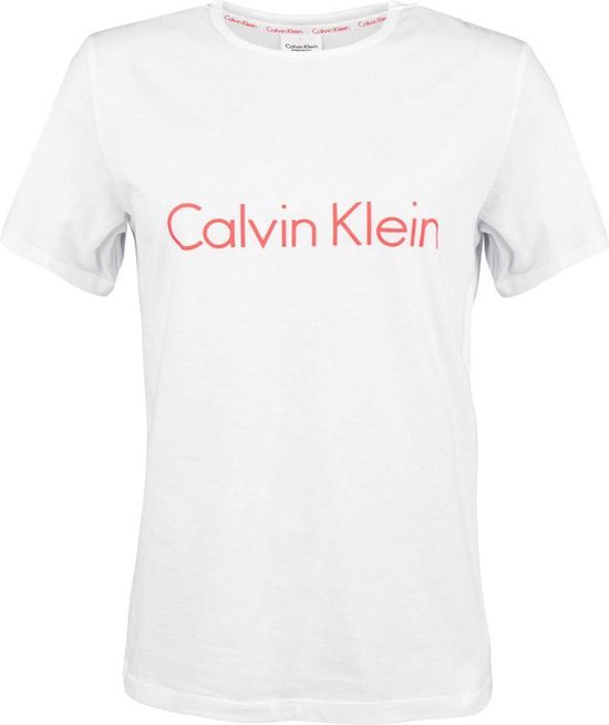 Calvin Klein dames cotton crewneck logo shirt wit II - L | bol.com