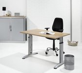 Hoogte verstelbaar bureau T- Poot Work breed 160CM diep 80CM bladkleur Halifax Eiken framekleur Aluminium (RAL9006)