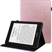 Voor Amazon Kindle Paperwhite 4/3/2/1 Peacock Tail Embossing Pattern Horizontal Flip Leather Case met houder & kaartsleuven & portemonnee & antislipstrip (roségoud)