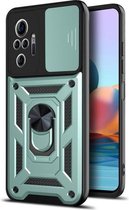 Voor Geschikt voor Xiaomi Redmi Note 10 Pro Sliding Camera Cover Design TPU + PC-beschermhoes (donkergroen)