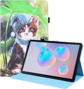 Voor Samsung Galaxy Tab S7 2020 SM-T870/SM-T875 Animal Patroon Horizontale Flip Lederen Case met Houder & Kaartsleuven & Fotolijst (Bib Kitten)