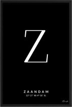 Poster Letter Z Zaandam A2 - 42 x 59,4 cm (Exclusief Lijst)