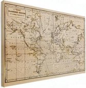 Wereldkaart Magnetische Curven - Canvas 80x60