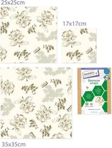 Bijenwasdoeken Set - Small, Medium en Large - Flower print                        - Flower