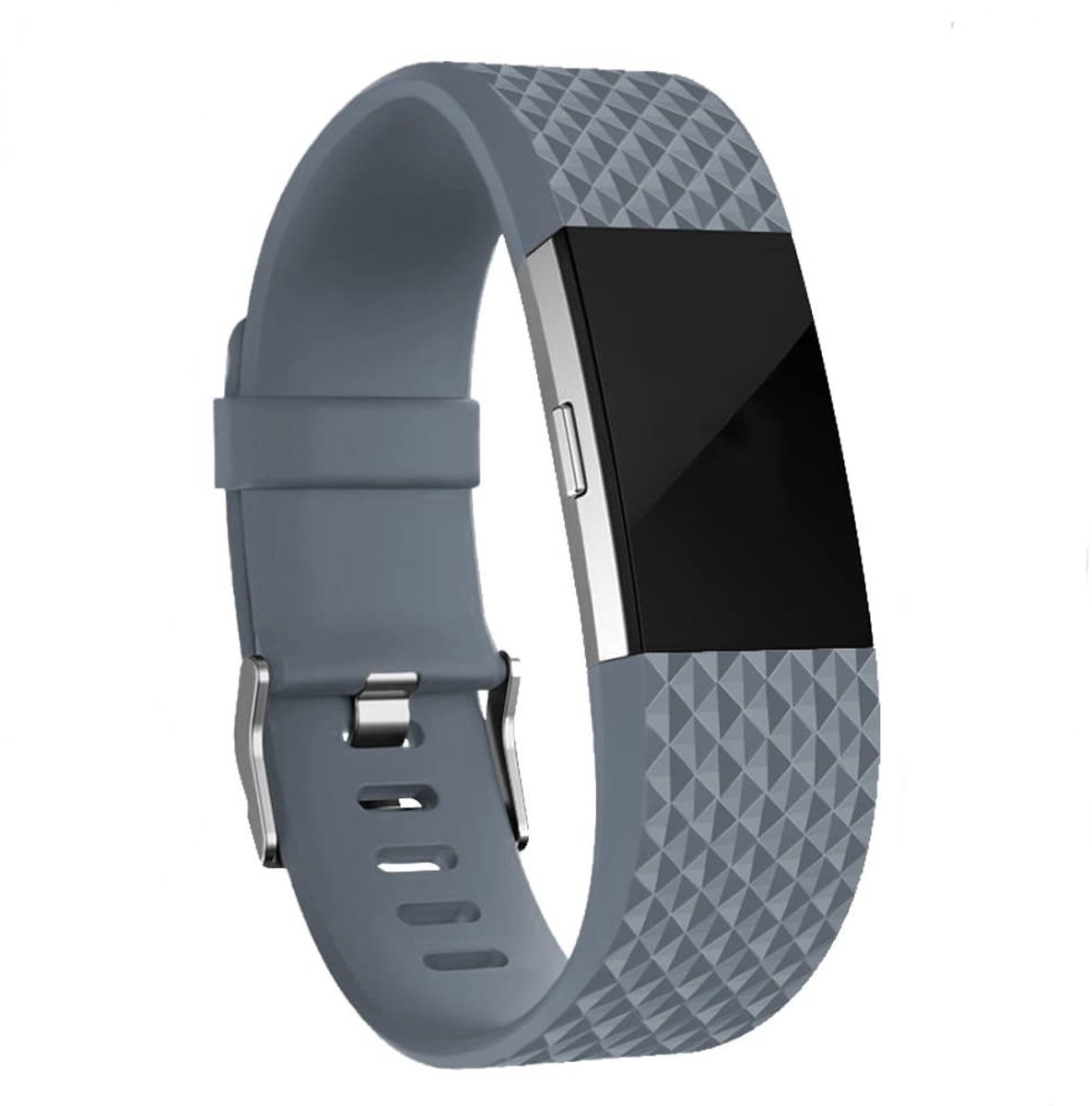 Fitbit Charge 2 diamant silicone band - grijs - Maat L
