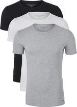 Tommy Hilfiger Cotton stretch T-shirts (3-pack) - heren T-shirts O-hals - zwart - wit - grijs -  Maat: S