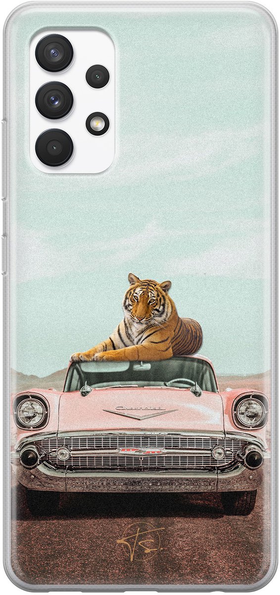 Hoesje geschikt voor Samsung Galaxy A32 4G - Chill tijger - Soft Case - TPU - Print - Multi - ELLECHIQ