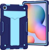 Voor Samsung Galaxy Tab A7 10.4 (2020) T-vormige beugel Contrastkleur Schokbestendig PC + siliconen beschermhoes (marineblauw + blauw)