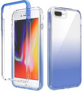 Schokbestendig Hoge transparantie Tweekleurige geleidelijke verandering PC + TPU Snoepkleuren Beschermhoes voor iPhone SE 2020/8/7 (blauw)