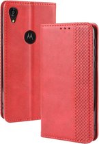 Magnetische gesp Retro Crazy Horse-textuur Horizontale lederen flip-hoes voor Motorola Moto E6, met houder & kaartsleuven en fotolijst (rood)