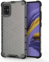 Voor Samsung Galaxy M51 (zijvingerafdruk) Schokbestendige honingraat pc + TPU-hoes (grijs)