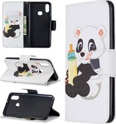 Voor Galaxy A10s Patroon Gekleurde Tekening Horizontale Flip Leren Case met Houder & Kaartsleuven & Portemonnee (Fles Panda)