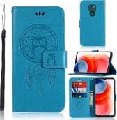 Voor Motorola Moto G Play (2021) Windgong Uil Embossing Patroon Horizontale Flip lederen tas met houder & kaartsleuven & portemonnee (blauw)