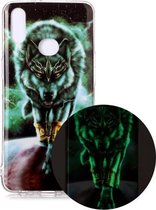 Voor Samsung Galaxy A10s Lichtgevende TPU zachte beschermhoes (woeste Wolf)
