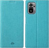 Voor Geschikt voor Xiaomi Redmi Note10 4G / Redmi Note 10S ViLi DMX-serie Schokbestendig TPU + PU-leer Magnetische attractie Horizontale flip-hoes met kaartsleuf en houder (blauw)