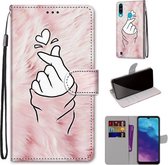 Voor ZTE Blade A7 2020 Gekleurde Tekening Cross Textuur Horizontale Flip PU Lederen Case met Houder & Kaartsleuven & Portemonnee & Lanyard (Roze Handen Hart)