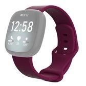 Voor Fitbit Versa 3 / Sense siliconen vervangende horlogeband, maat: L (wijnrood)