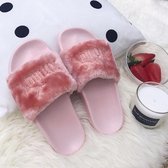 2 paar dames pluche briefschoenen warme schoenen, schoenmaat: 37 (roze)