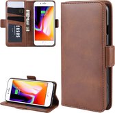 Let op type!! Dual-side Magnetic Buckle Horizontal Flip Leather Case for iPhone 8 /  7  with with Holder & Card Slots & Wallet & Photo Frame(Brown)