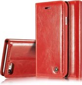 CaseMe-003 Voor iPhone SE 2020 & 8 & 7 PU + PC Business Style Crazy Horse Texture Horizontale flip lederen tas met houder & kaartsleuven & portemonnee (rood)