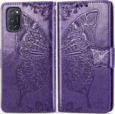 Voor OPPO A92 & A72 & A52 Butterfly Love Flowers Embossing Horizontale Flip Leather Case, met houder & kaartsleuven & portemonnee & lanyard (donkerpaars)