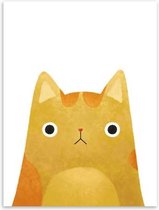 Leuke kat en avatar Poster Print Canvas schilderij Home Art decoratie, afmeting: 40 × 50cm (geel)